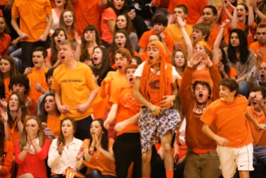 The students go wild during the Orange Out in 2013