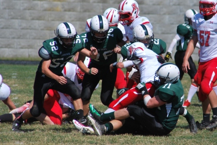 The Wolves make a tackle (Photo by: Laurie Young)